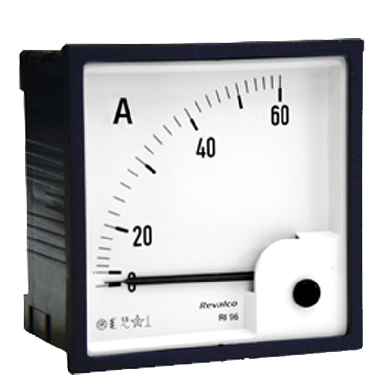 REVALCO.  AMPERIMETRO ANALOGICO 48X48MM 20A AC DIRECTA C/ESCALA