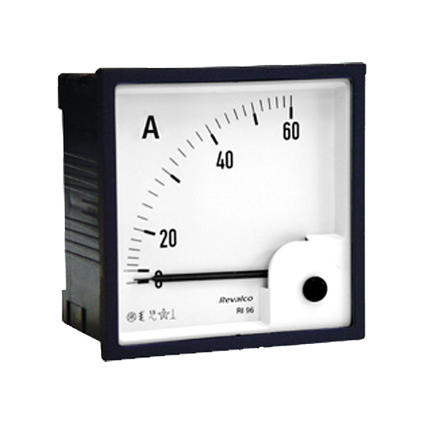 REVALCO. ERI48-10A2D AMPERIMETRO ANALOGICO 48X48MM 10A AC DIRECTA C/ESCALA