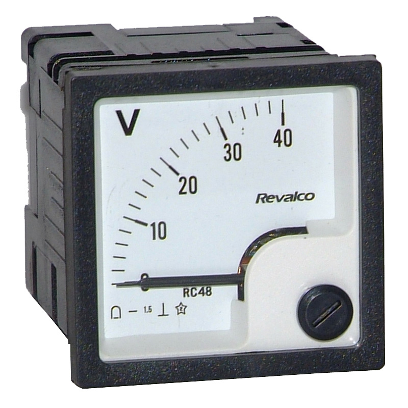 REVALCO. ERI48-300VD VOLTIMETRO ANALOGICO 48X48MM 300V AC DIRECTA C/ESCALA