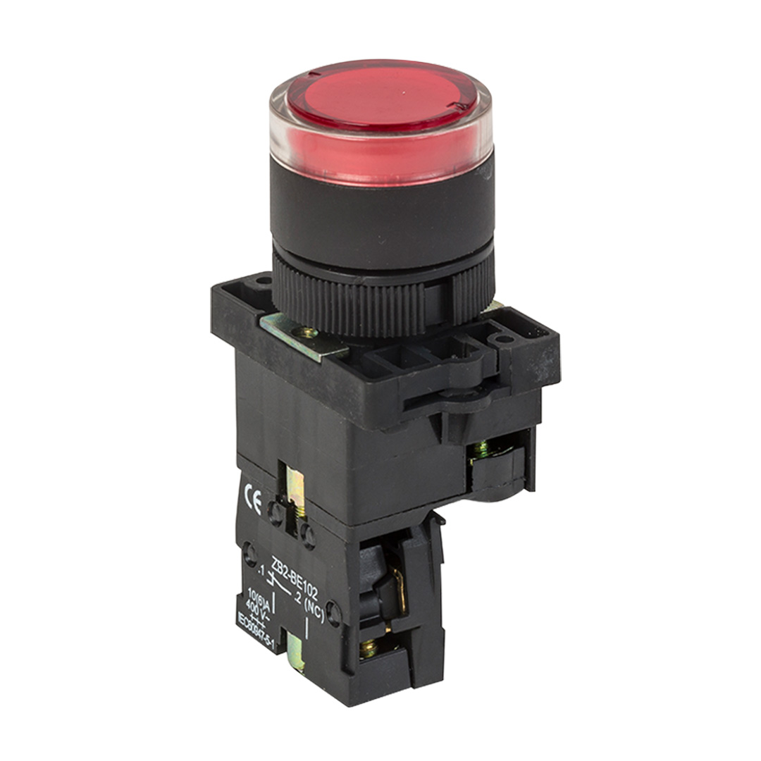 RHENES  PULSADOR LUMINOSO LED PLASTICO Ø22MM ROJO 230VAC 1NC