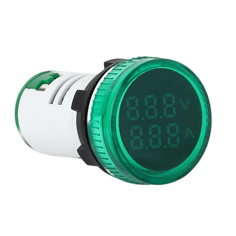 RHENES  PILOTO LUMINOSO LED PLASTICO Ø22MM VERDE VOLTIMETRO + AMPERIMETRO