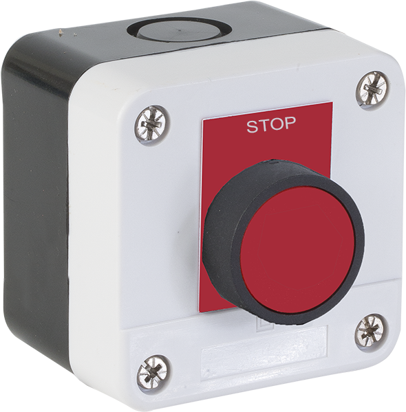 RHENES  CAJA PULSADOR RASANTE ROJO ETIQ STOP NC