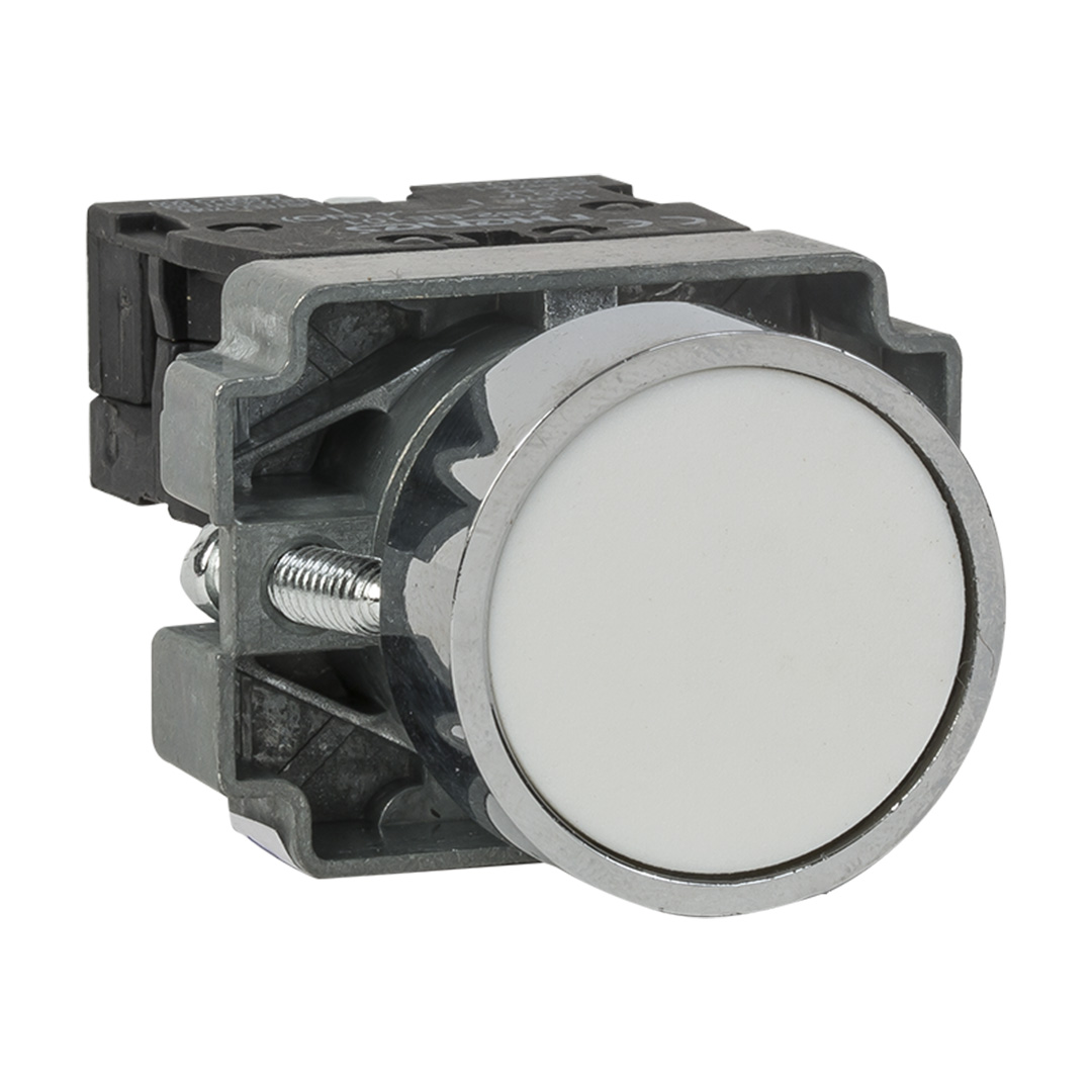 RHENES  PULSADOR C/RETORNO METALICO Ø22MM RASANTE BLANCO 1NO