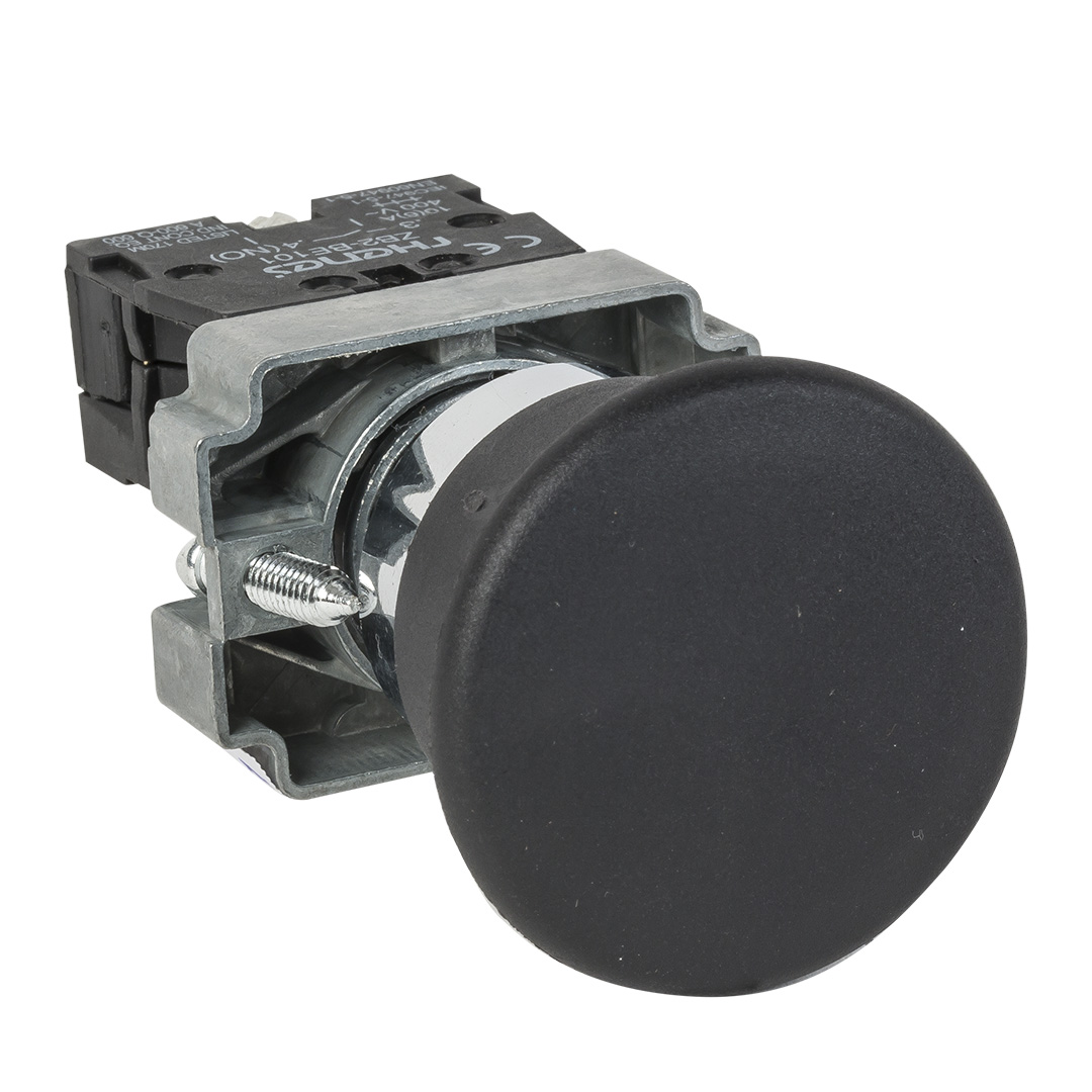 RHENES  PULSADOR C/RETORNO METALICO Ø22MM SETA Ø40MM NEGRO 1NO