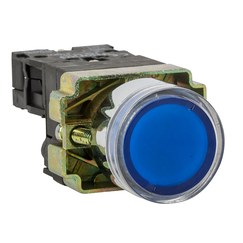RHENES  PULSADOR LUMINOSO LED METALICO Ø22MM ROJO 230VAC 1NC