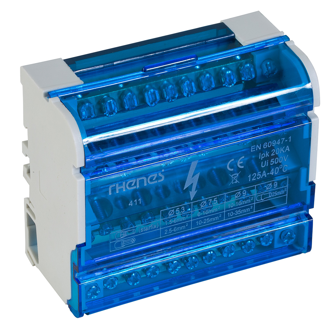 RHENES  REPARTIDOR DE FASES 4P 160A   8XØ7.5MM + 4X9ØMM + 1XØ12MM