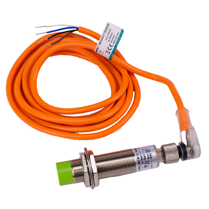RHENES  DETECTOR INDUCTIVO NO ENRASADO M12 DETECCION 2MM 6..36DC SALIDA PNP NO C/CONECTOR ACODADO M