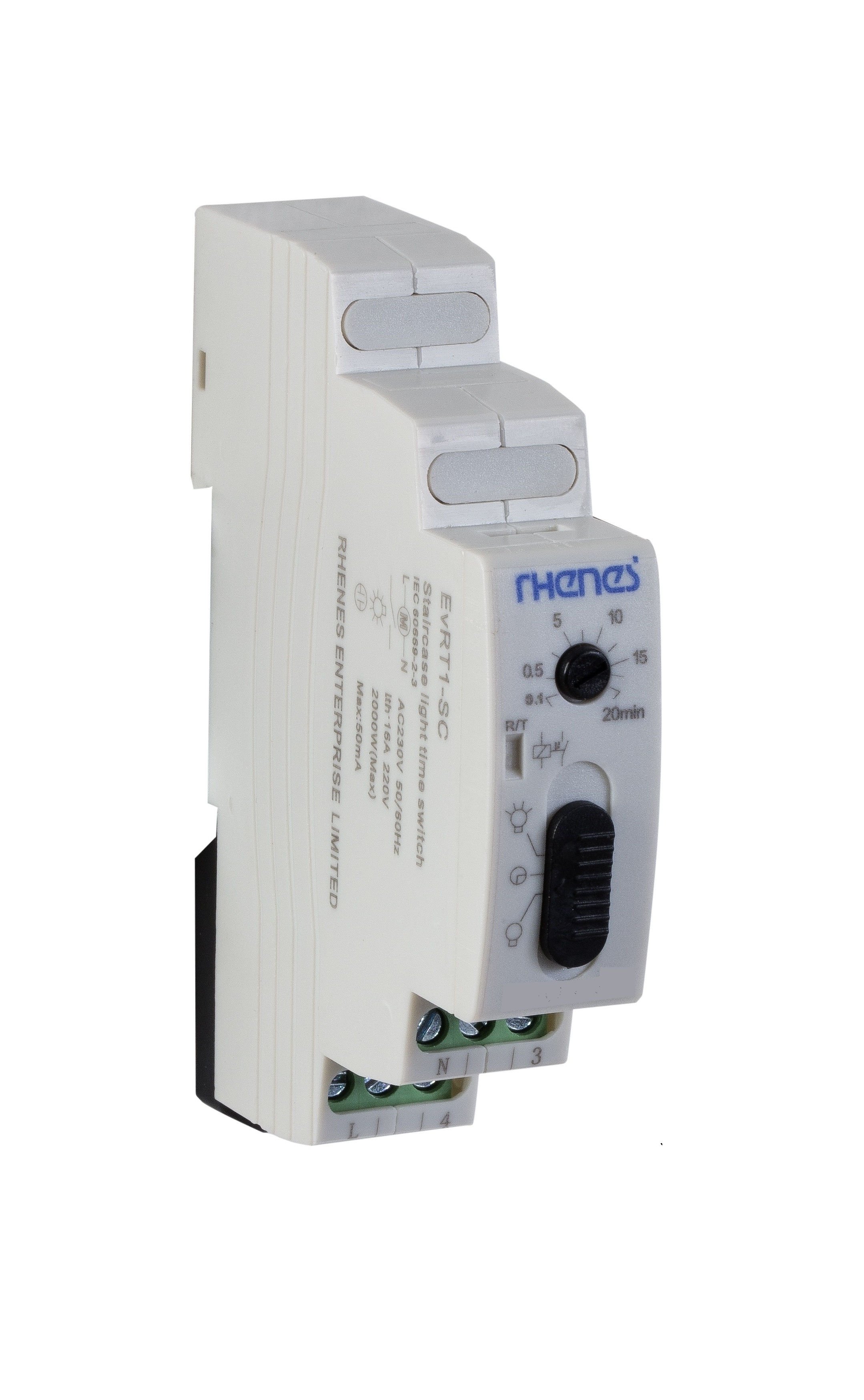 RHENES  RELOJ DE ESCALERA 0,5M-20M FUNCION AUT-ON-OFF 230VAC 3-4 HILOS