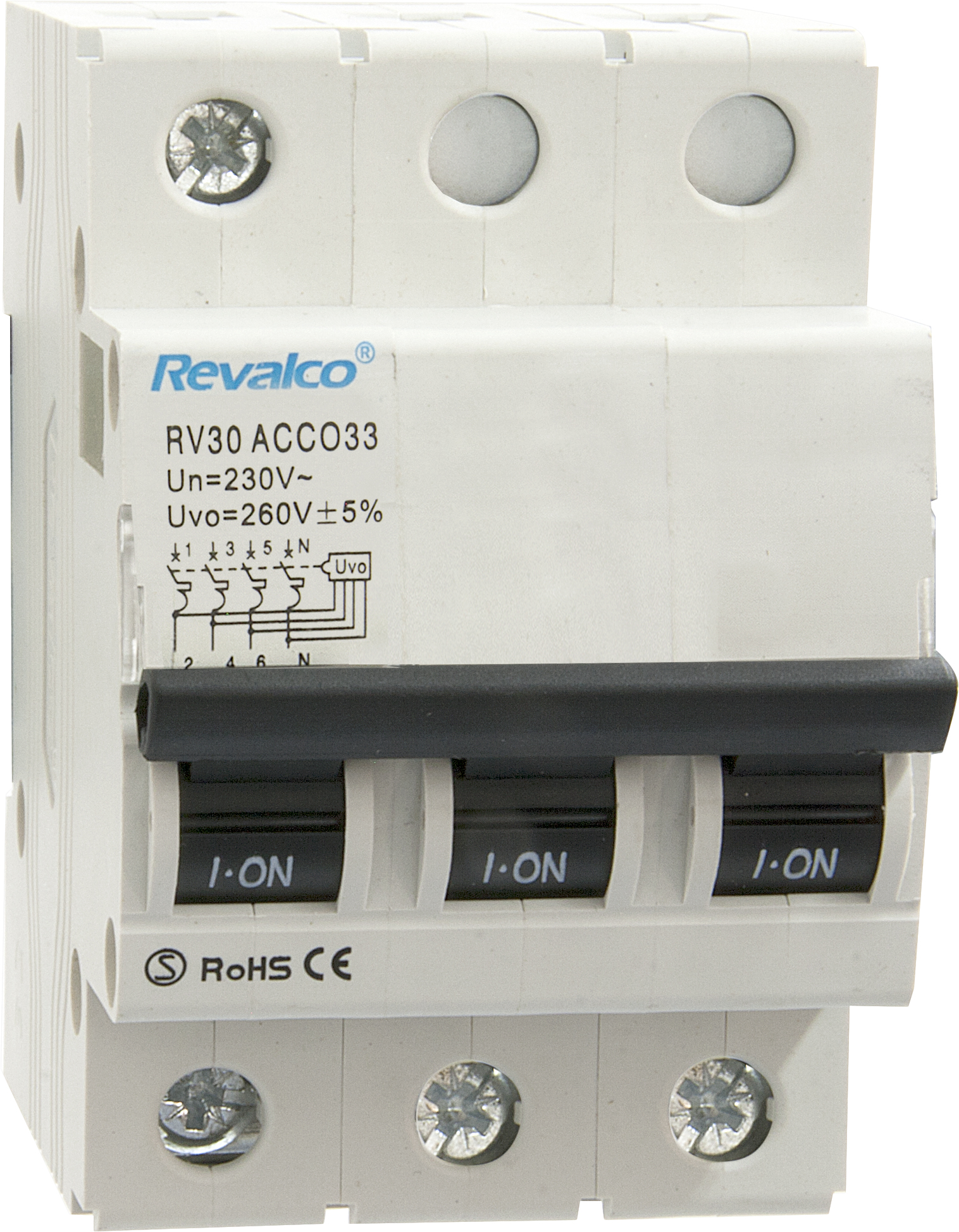 REVALCO RV30ACCO33N PROTECTOR SOBRET PERM TRIF 06-10KA EN50550 SIT DRCHA CLAS T-II C/MANETA