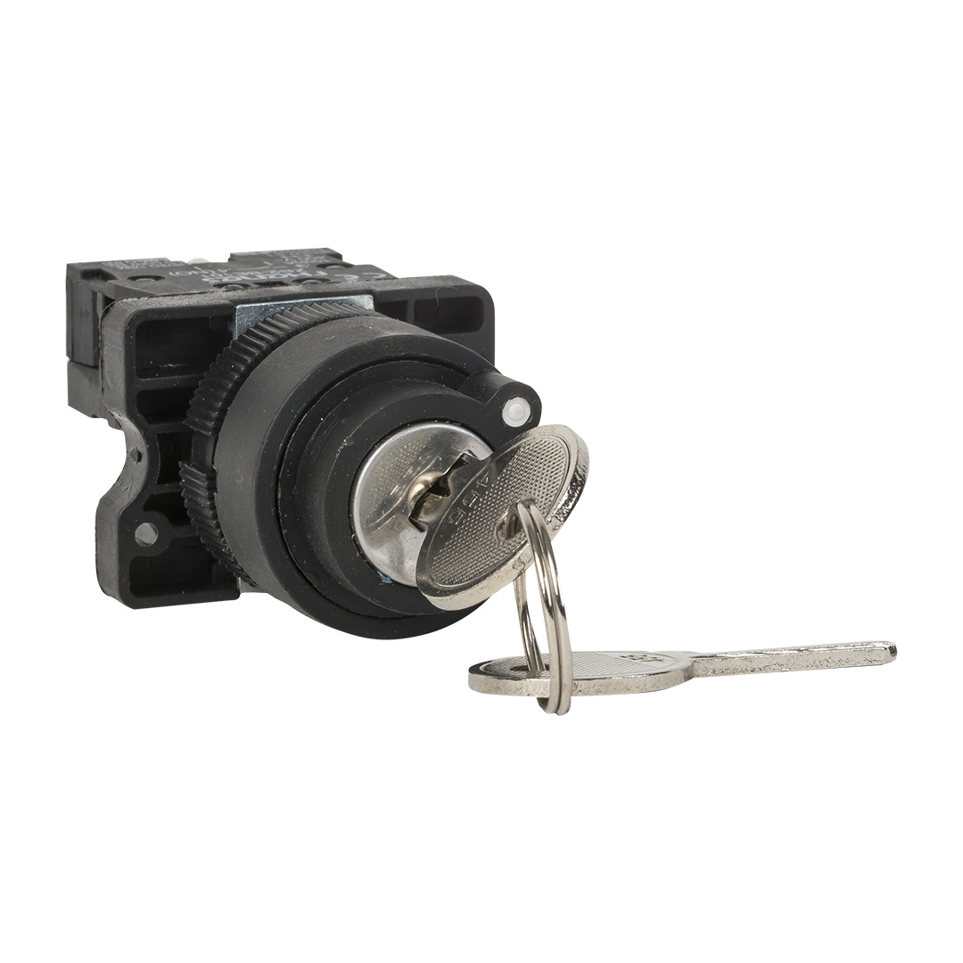RHENES  SELECTOR PLASTICO Ø22MM C/LLAVE RONIS 3 POSICIONES EXTRACCION IZQ-CENTRO-DCHA 2NO