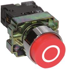 RHENES  PULSADOR C/RETORNO METALICO Ø22MM SALIENTE C/INDICACION O ROJO 1NC